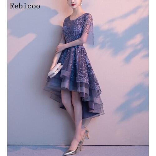 New High/Low nicht club Dress Bride Wedding Party Flower Zipper Vestido Gown