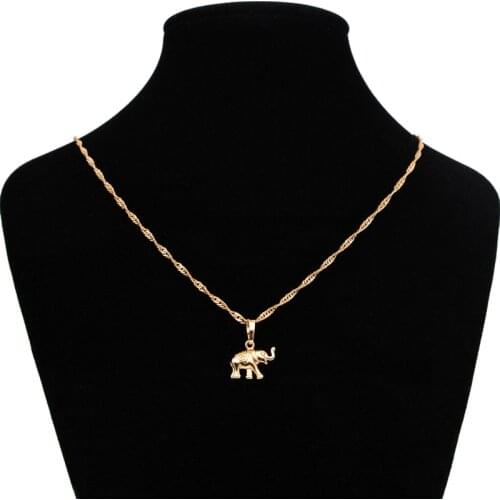 African Gold Lucky Elephant Pendant Chain Necklace Women Thailand Talisman Baby Jewelry Amuleto Mulher Wisiorek Urnen N0311