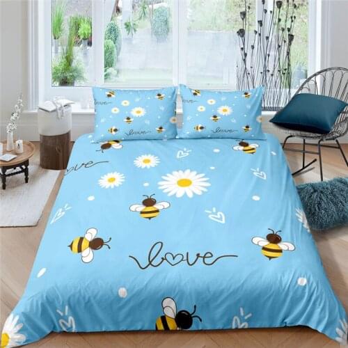 Luxury 3D Daisy Print Home Living Comfortable Duvet Cover Pillowcase Kid Bedding Set Queen and King EU/US/AU/UK Size