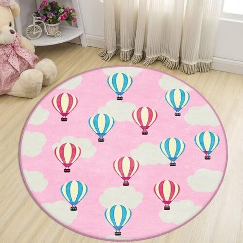 Gray Round Kids Room Rug clock numbers girl heart educational carpet