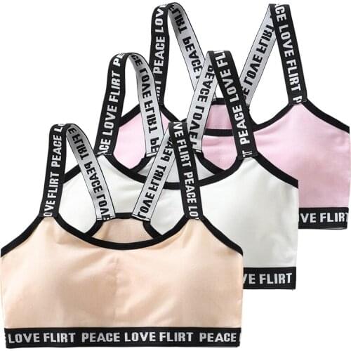 Girls Sport Bra Teenage Training Bras Wirless Running Yoga Underwear Kids Padded Bralette Summer Stylish Lingerie 8-16Years