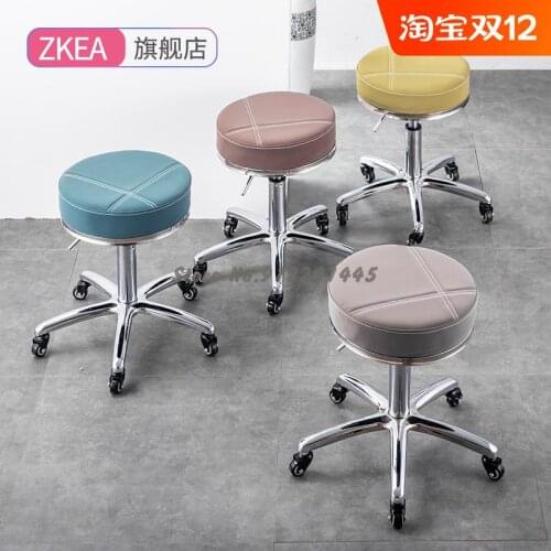 Beauty stool pulley barber shop chair rotating lift round stool barber shop work stool nail salon special