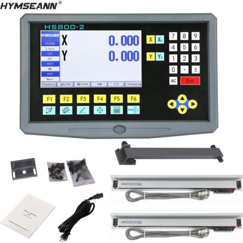 Lathe Milling 9 Language 2 Axis LCD DRO Digital Readout AC220V/110V And 2 Pieces 50-1000mm Linear Scale Encoder Grating Ruler