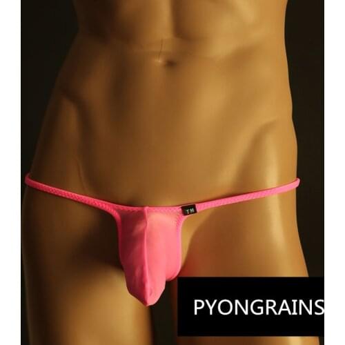 Big pocket mens gay underwear thong mens bikini super soft ice silk penis bag thong mens sexy underwear Jo panties