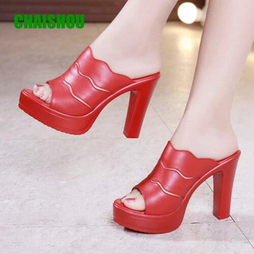 Shoes Women Sandals Summer plus size 35-43 10CM super High Heel sandals Slippers Sexy Fish Mouth Toe Platform High Heel CS-466