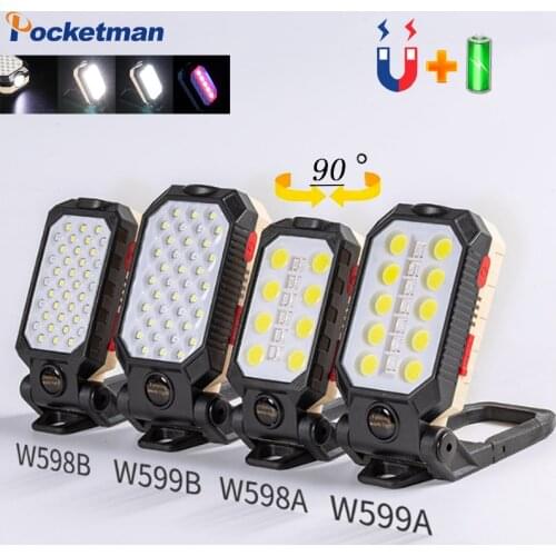 USB Rechargeable COB Work Light Portable LED Flashlight Adjustable Waterproof Camping Lantern Magnet Design with Power Display