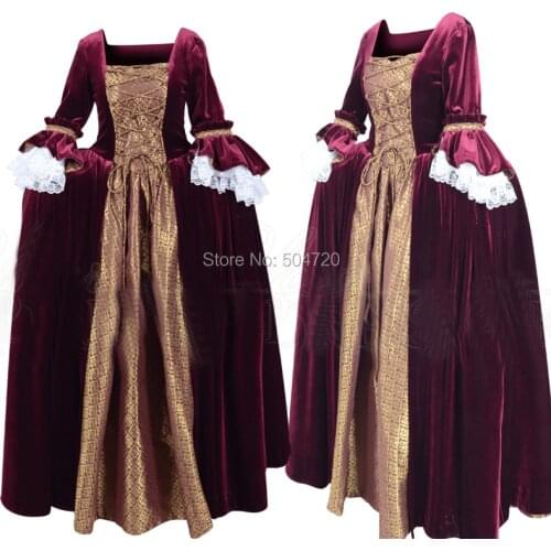 Customer to order!Red Velvet Civil War Renaissance Gothic Theater Dress medieval regency Halloween Gown Ball dress HL-171