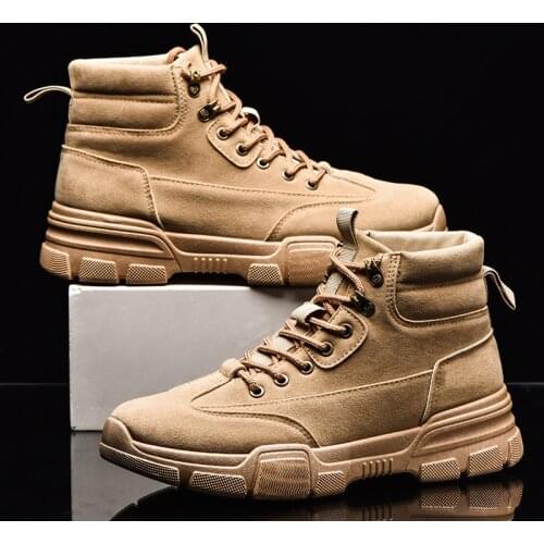 Suede Leather Boots Men High Top Shoes High Quality Black Ankle Boots Mens Fashion Shoes Platform Boots for Men Shoes Leather