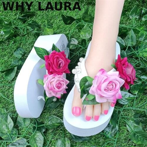 Summer 2021 Womens Sandals, flip-flops, outdoor womens slippers, platform soles, womens beach shoes with flowers, Jelly shoes