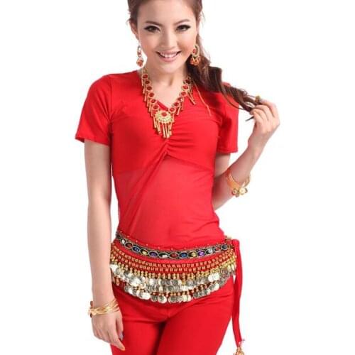 HOT SALE Haft-sleeved V-neck belly dance costumes top for women belly dance
