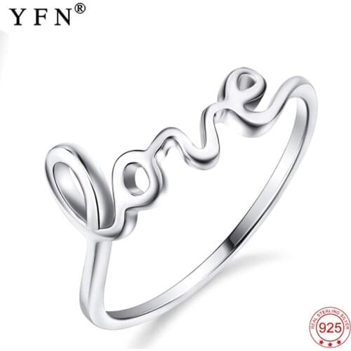 Genuine 925 Sterling Silver Love Letter Ring For Women Wedding & Engagement Accessories Rings Fashion Jewelry Gifts GNJ0751
