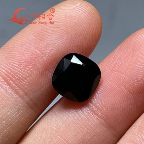 10mm Cushion shape Beautiful Natural black color spinel gemstone