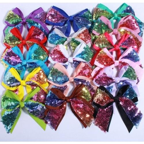10PCS 12CM Big Bling Sequins Grosgrain Hair Bows For Box Gift Ribbon Hair Bow Boutique For Headbands Hairpins