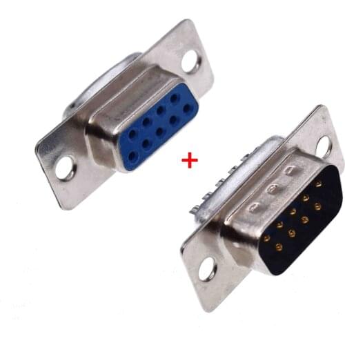 10PCS RS232 DB9 Serial VGA 9 Pin Female 2 Rows Solder Type Plug D-SUB Male Plug Socket Connector