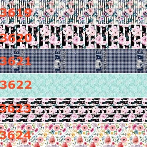 10yards - different sizes -Flowers pattern printed Grosgrain ribbon - Flower design ribbon