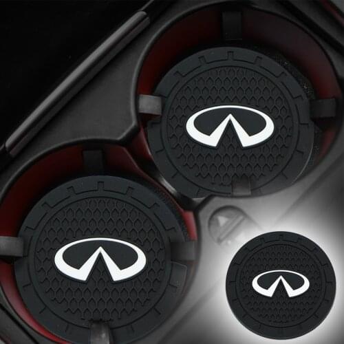2pcs Car Badge Cup Holder Mat Silicagel water Coaster For Infiniti FX35 Q50 Q30 ESQ QX50 QX60 QX70 EX JX35 G35 G37