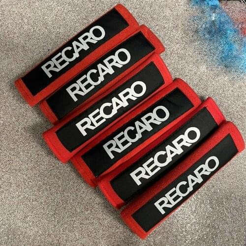 2pcs Recaro Red Black Cotton Shoulder Racing Car Seat Belt Strap Padding Cover