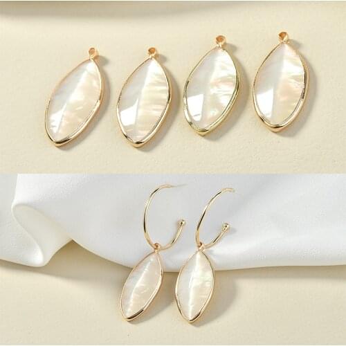 30pcs/lot Imitation shell resin core geometry ovals leaves shape copper floating locket charms diy jewelry earring accessory