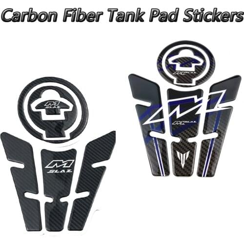 3D Carbon Fiber Fuel Tank Cover Protector Sticker Pad Gas Cap Set Anti Slip Traction Black Decal For Yamaha M-slaz 150 M Slaz