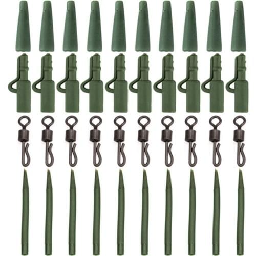 40PCS Carp Fishing Accessories Lead Clip Quick Change Swivel Tail Rubber Anti Sleeves for Carp Rigs Coarse Fishing Tackle