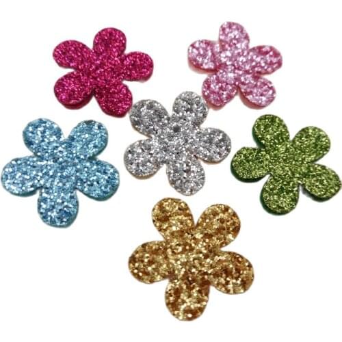 20PCS/lot 2cm Shiny Flower Padded Applique Crafts for Garment Accessories And Girl Hair Jewelry Decoration