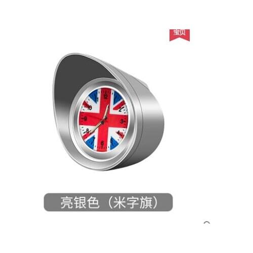 MIN MI Silver Union Jack Car Clock Auto with Digital Electronic Quartz Watch Car Decoration Car Refitting Supplies Accessories