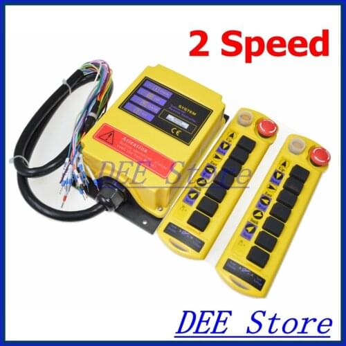 Free Shipping 2 Speed 2 Transmitters Control Hoist Crane Radio Remote Control Push Button Switch System Controller with E-stop