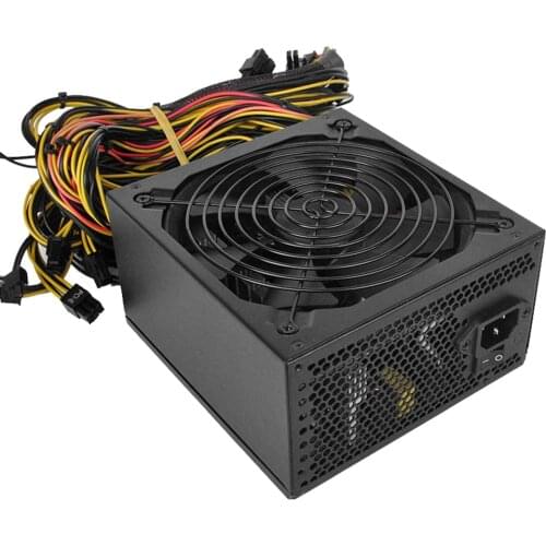 1800W Rated Miner Power Supply 96% High Efficiency AC 180-260V ATX Mining Power Source for 8 CPU Card Max Up to 2000W
