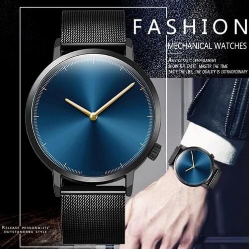 Minimalist Watch Mesh Band Stainless Steel Fashion Mens Analog Quartz Wristwatch Luxury Silver Watches Man Relogio Masculino