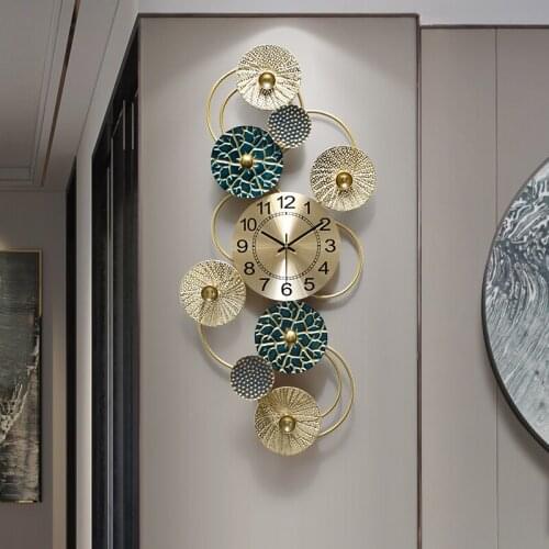 Art Mute Wall Clock Iron Fashion Luxury Large American Style Digital Wall Clock Living Room Reloj Pared Home Accessories DG50WC