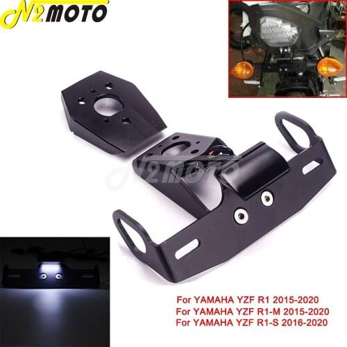 Black Motorcycle CNC Aluminum LED Tail Tidy Fender Eliminator For YAMAHA YZF R1 R1-M R1-S 2015-2020 License Plate Holder Bracket