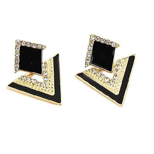 Bluelans Punk Fashion Rhinestone Triangle Oil Drop Ear Stud Earrings Geometric Jewelry