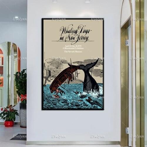Johnson And Simpson Exhibition Poster 1975 Whaling Days In New Jersey At The Newark Museum Home Decor Prints Wall Art Canvas