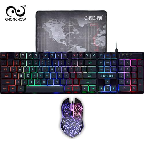 Gaming Keyboard and Mouse Combo LED Breathing Backlit USB Wired Full key Professional Colorful Mouse 3200 DPI Mechanical Feel