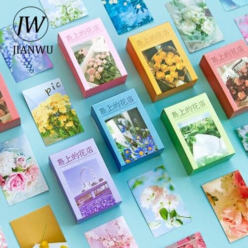 JIANWU 100 Sheets Aesthetic Flower Decorative Stickers Journal Collage Material Scrapbooking Boxed Stickers Stationery Supplies
