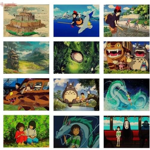 Classic Anime Movie Poster Hayao Miyazaki Anime Collection Thousands of Chihiro Canvas Painting Print Pictures for Kids Room