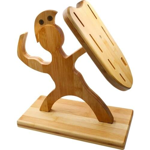 Creativity Cutter Holder Wooden Human-shaped Cutter Holder Cutter Block Home Kitchenware Holder Can Hold 6 Cutters 1 Scissors