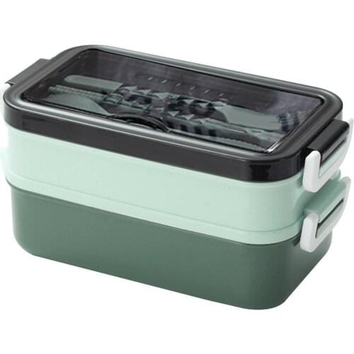 Lunch Boxes Portable 2-Layer Leak-proof Lunch Bento Box Food Container Food Storage For Student Office Worker Tableware 2021 New