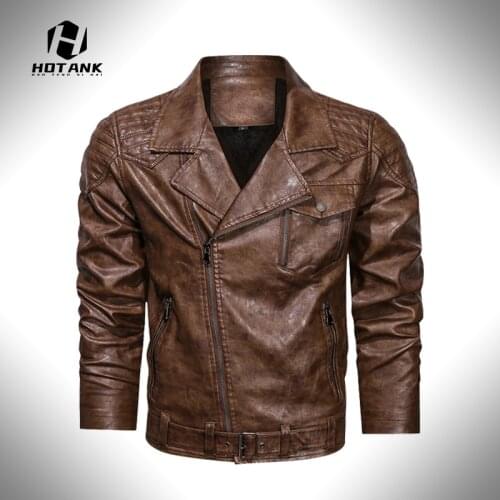 2021 Autumn New Mens Motorcycle Leather Jacket Street Fashion Stand Bomber Jackets Men Winter Thicken Fleece PU Biker Coat