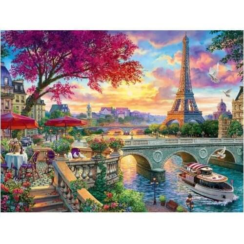 ARMYQZScenery Diamond Painting Set Paris Tower Round Diamond Square Diamond Dot Mosaic Embroidery Picture Applique Wall Art Craf