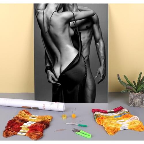 Men And Women Sexy Naked Pre-Printed 11CT Cross-Stitch Embroidery Kit DMC Threads Craft Knitting Painting Different