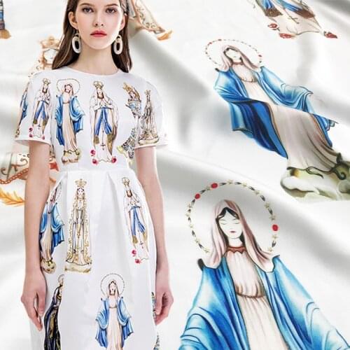 2019 new hand-painted Madonna digital printing fabric spring and summer hot clothing handmade DIY fashion dress fabric wholesale
