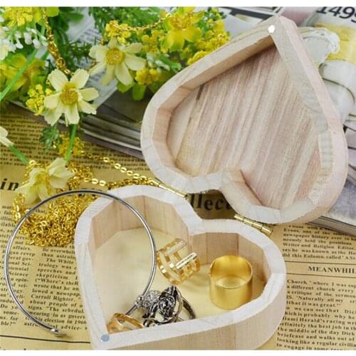 New Arrive Storage Boxes Jewelry Box Storage Bin Earrings Ring Box 880552 Heart Shape Wood Wedding Gift Home Cases & Displays