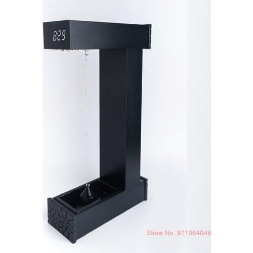 Obsidian Black Upgraded Anti-Gravity Levitation Water Drop Home Ornaments Fountain Amazing Desktop Accessories Desk Lamp Clock