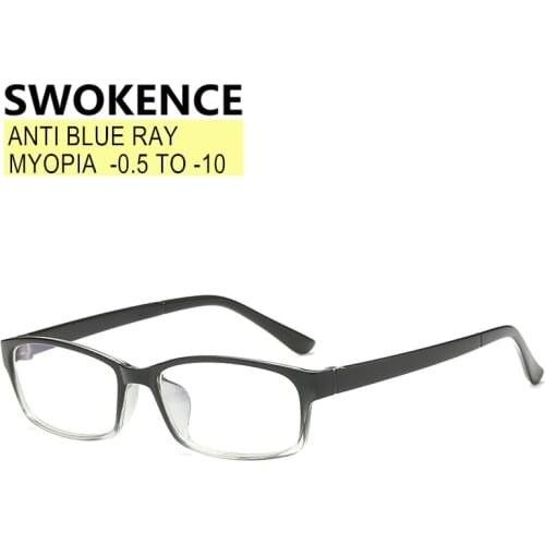 SWOKENCE Anti Blue Light Prescription Glasses For Myopia -0.5 to -10 Women Men Anti-radiation Nearsighted Spectacles F045