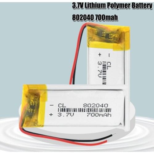 3.7v Rechargeable 802040 Li Ion Polymer Lithium Batteries Pcb Charge Protected Lipo Li-polymer 700mAh Replacement Cel