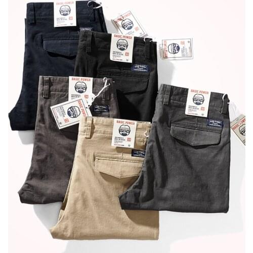 Casual Pants Men 's Twill Stretch Woven Slim -Fit Straight Trousers