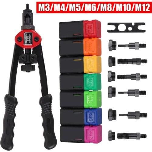 Hand Threaded Rivet Nuts Guns with Nuts 606 Double Insert Manual Riveter Riveting Rivnut Tool for M3/M4/M5/M6/M8/M10/M12 Nut