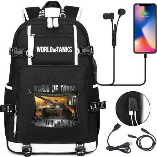Game World Of Tanks Backpack Women Men Multifunction Waterproof USB Charging Laptop Backpack School Travel Bags for Boys Girls