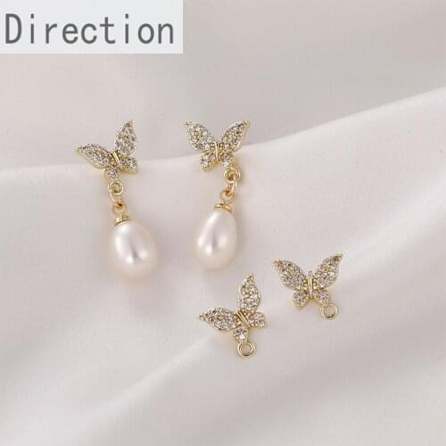 14k gold ribbon hanging diamond small butterfly ear acupuncture earrings diy earrings ear jewelry basic accessories materials